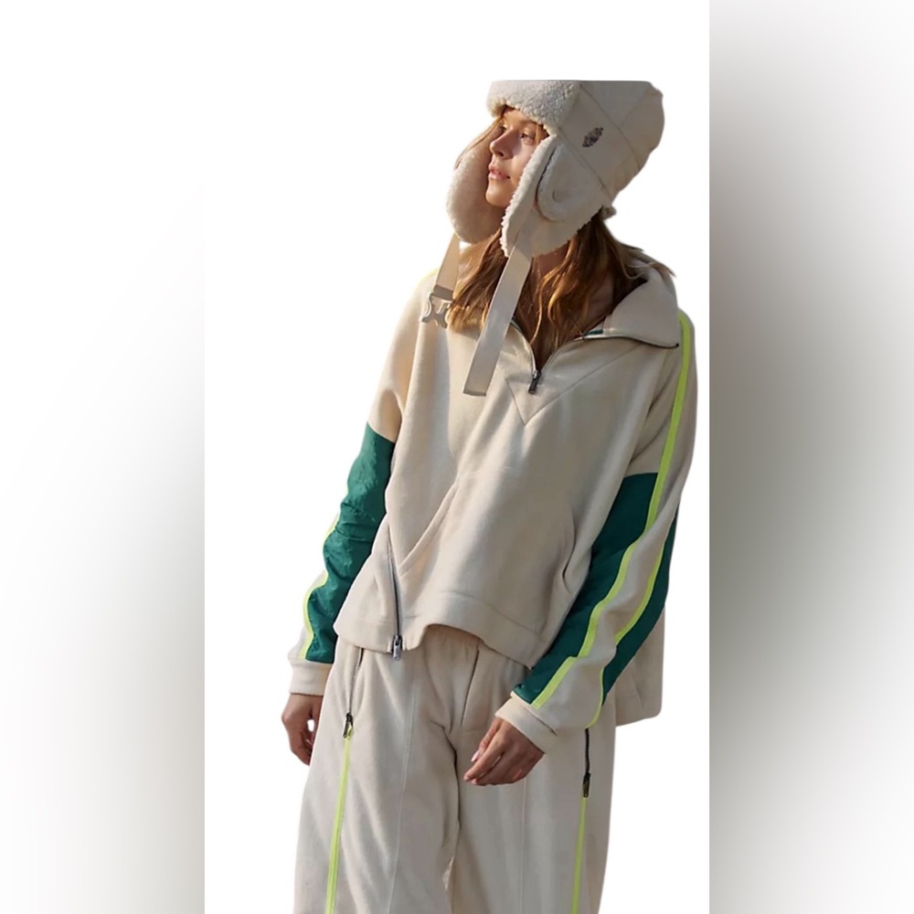 FP Movement by Free People Cream and Green Hoodie